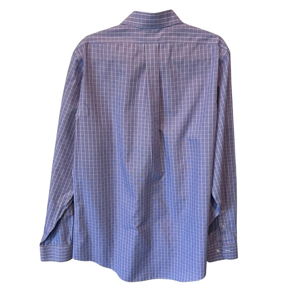 Brooks Brothers 1818 Regent Mens 16 34/35 Purple Windowpane Non-Iron Dress Shirt - Picture 4 of 8
